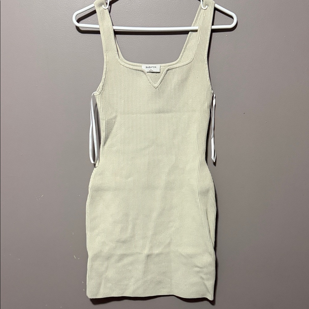 Beige Aritzia Ribbed Knit Dress